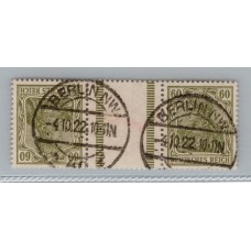 ALEMANIA 1921 ESTAMPILLAS SE-TENANT ZUSAMMENDRUCKE USADO QUE ES MUCHO MAS ESCASO MICHEL KZ7 RARISIMO Y DE LUJO 500 €